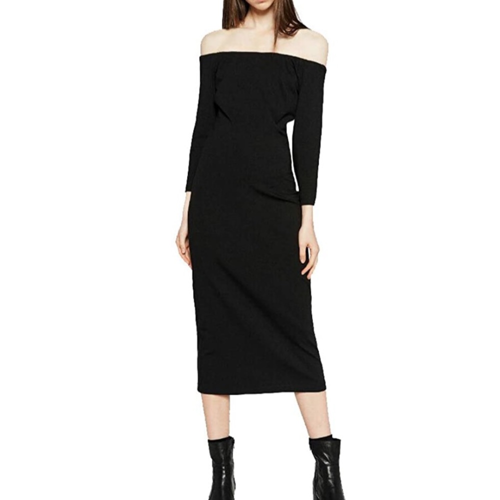 Zara Black sexy off-the-shoulder midi dress, size small NWT